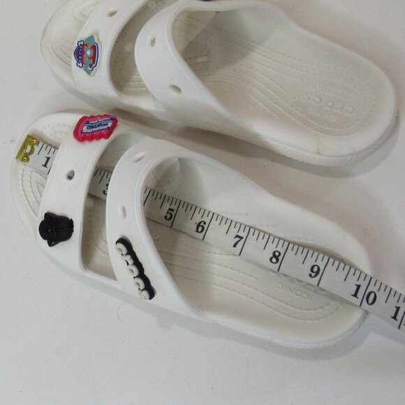 Crocs Classic White Sandals Slides w/Jibbitz Charms Unisex Size Womens 8 Mens 6 - Picture 9 of 9